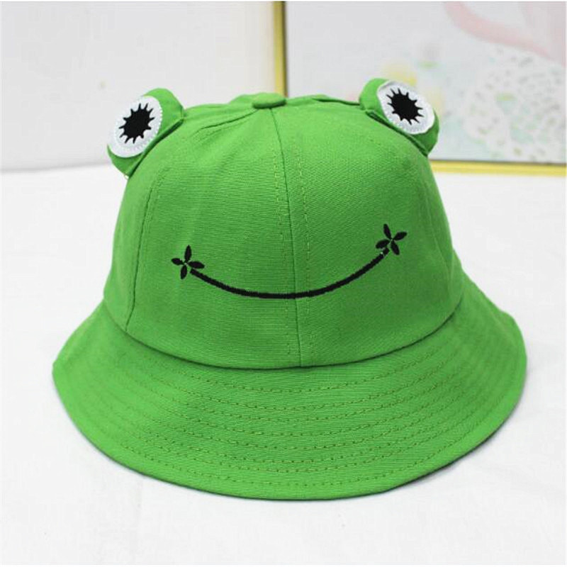 BK00040 큰 눈 개구리 어린이 성격 Sunbonnet 버킷 모자