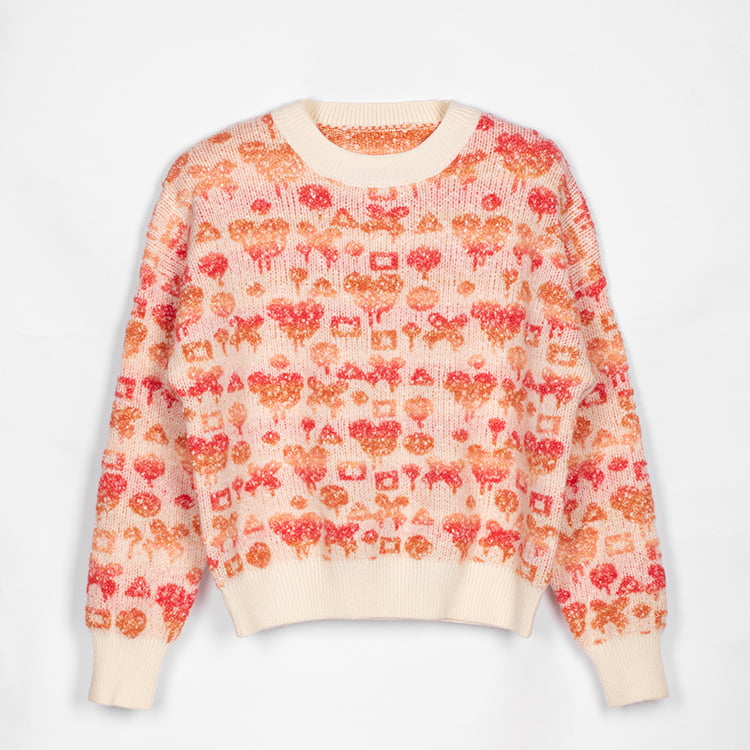 SM-K0038 라운드 넥 풀오버 스웨터 여성의 달콤한 3차원 패턴 니트 점퍼 SM-K0038 라운드 넥 풀오버 스웨터 여성의 달콤한 3차원 패턴 니트 점퍼