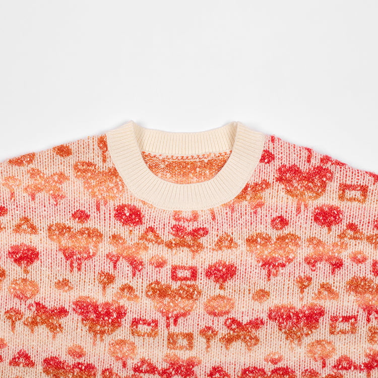 SM-K0038 라운드 넥 풀오버 스웨터 여성의 달콤한 3차원 패턴 니트 점퍼 SM-K0038 라운드 넥 풀오버 스웨터 여성의 달콤한 3차원 패턴 니트 점퍼